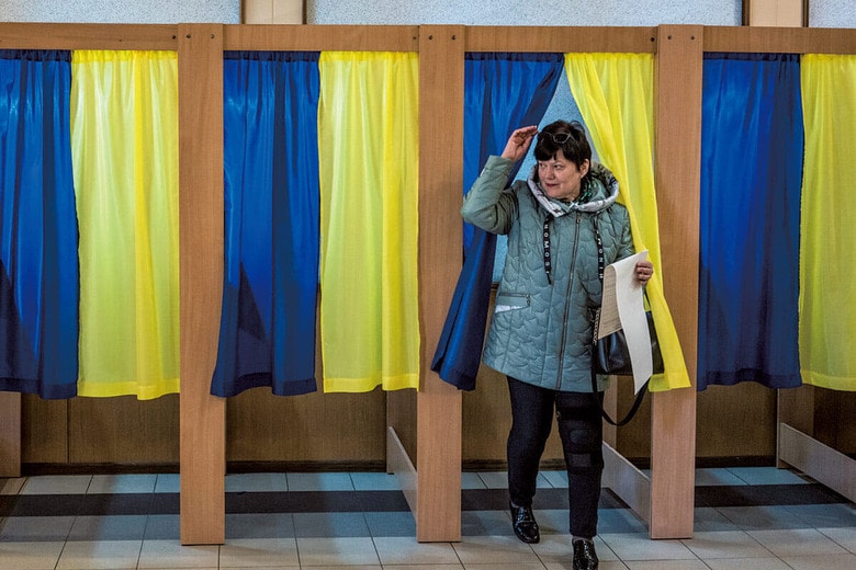 戦時下での選挙実施に国民は否定的（写真は2019年の大統領選挙）　BRENDAN HOFFMAN/GETTY IMAGES