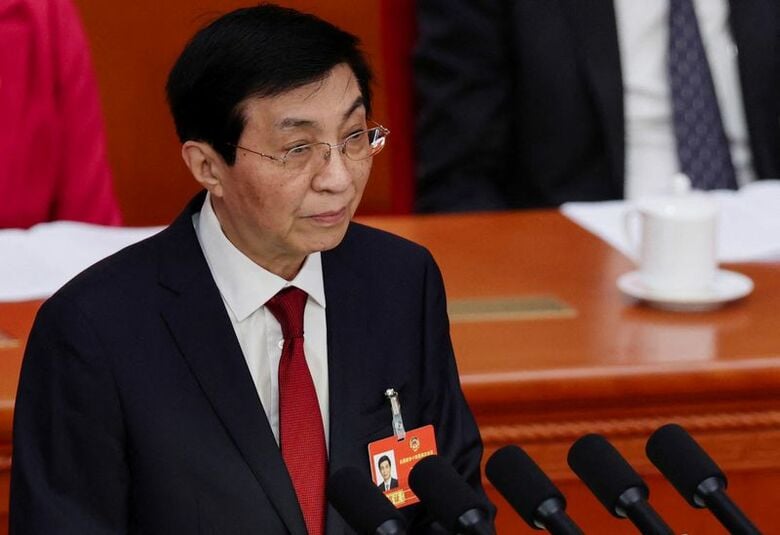 写真は王滬寧・人民政治協商会議（政協）主席。3月4日、北京で撮影。REUTERS/Maxim Shemetov