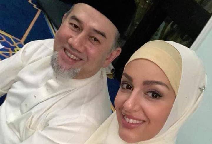 モスクワ郊外のコンサートホールで結婚式を挙げたというムハマド５世国王とオクサーナ・ヴォエヴォジナさん　facebookより