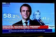 フランス大統領選決選投票、マクロン再選確実　極右ルペン破る