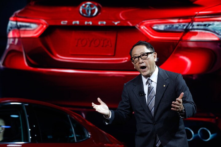 今年1月のデトロイトモーターショーで登壇した豊田章男社長　Mark Blinch-REUTERS
