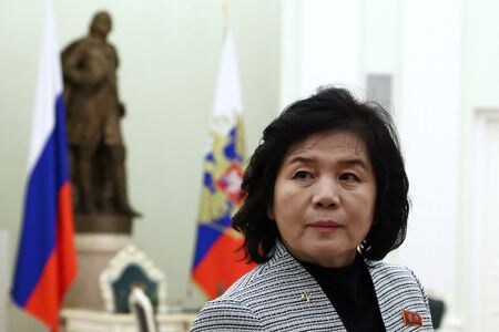 　１月１９日、ロシアを訪問していた北朝鮮の崔善姫外相（写真）が、帰国した。写真はロシアのモスクワでの代表撮影（２０２４　ロイター）