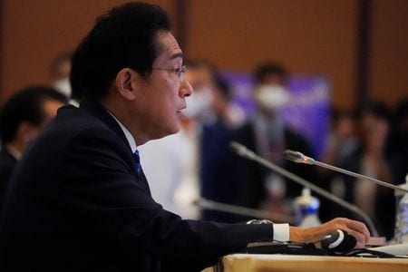 　１１月１３日、東南アジア諸国連合（ＡＳＥＡＮ）と日米中韓ロなど計１８カ国が参加する東アジアサミットが１３日、カンボジアの首都プノンペンで開かれた。プノンペンで１２日撮影（２０２２年　ロイター/Cindy Liu）