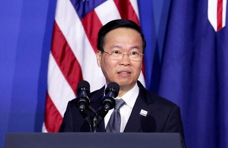 　ベトナム政府は２０日、共産党の中央委員会総会がボー・バン・トゥオン国家主席の辞任を承認したと発表した。昨年１１月撮影（２０２４年　ロイター/Brittany Hosea-Small）