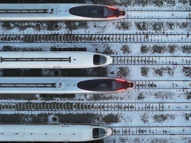 中国北東部・黒竜江省ハルビン市にある中国最北端の高速鉄道車両基地（2月4日）Oriental Image via Reuters Connect