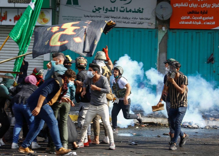 バグダッドで行われた反政府デモ（2019年11月14日） al-Marjani REUTERS