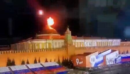 ロシア大統領府は３日、ウクライナが夜間にドローン（無人機）を使ってプーチン大統領殺害を図ったものの未遂に終わったと表明した。ウクライナ政府側は関与を否定した。Ostorozhno Novosti提供（２０２３年　ロイター）