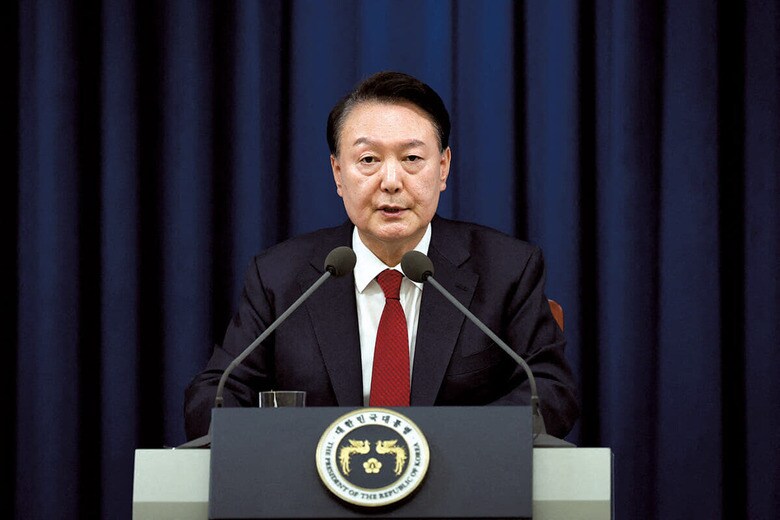 12月3日深夜に戒厳令を宣言した尹大統領　THE PRESIDENTIAL OFFICEｰHANDOUTｰREUTERS