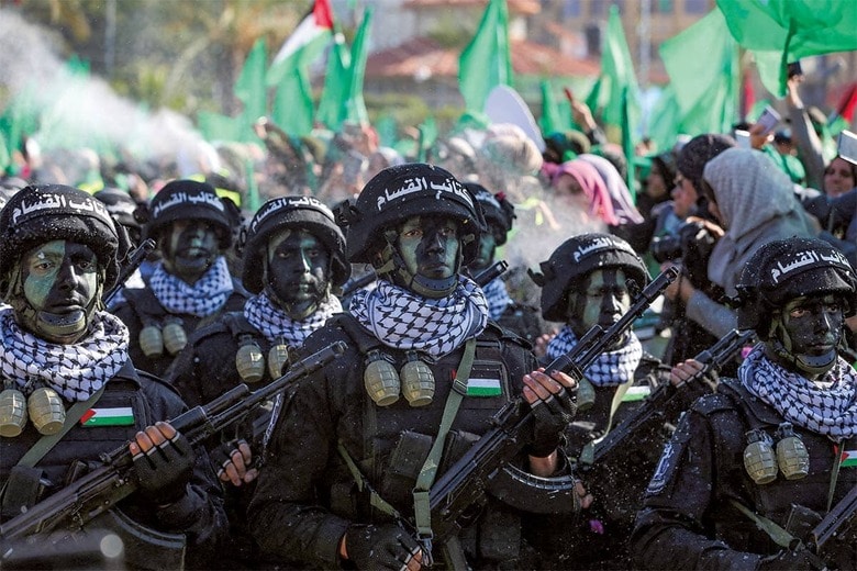 ハマスへの支持が現実には広がる（創設35周年パレード）　IBRAHEEM ABU MUSTAFAｰREUTERS