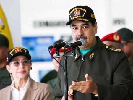 ベネズエラのマドゥロ大統領。2025年12月28日、ベネズエラのラ・グアイラで撮影。提供写真。Miraflores Palace/Handout via REUTERS