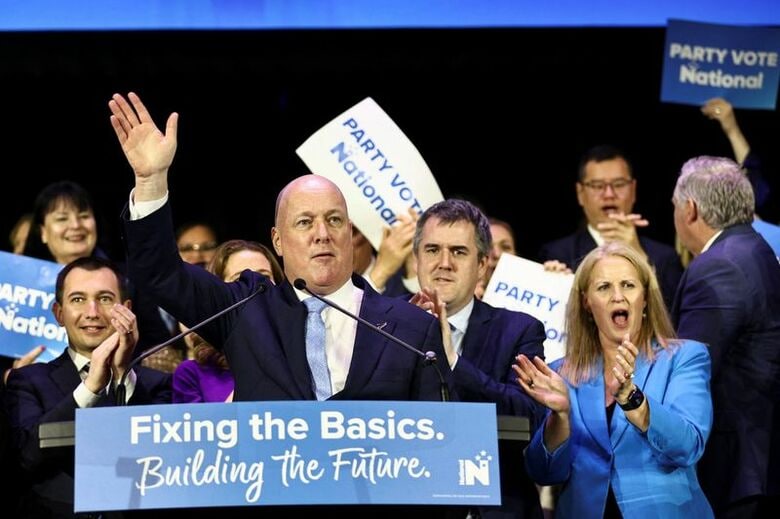 ニュージーランドの首相で国民党党首のクリストファー・ラクソン氏。ニュージーランド・オークランド９月撮影。REUTERS/David Rowland