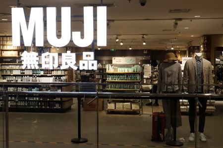 　７月１１日、良品計画は、２０２５年８月期の連結営業利益予想を従来の６７０億円から７００億円に上方修正すると発表した。写真は２０２１年３月、北京にある無印良品の店舗で撮影（２０２５年　ロイター/Florence Lo）