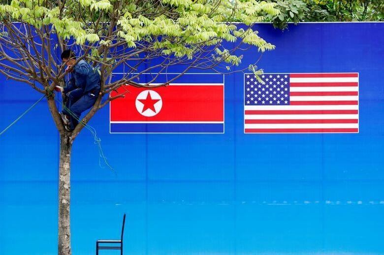 北朝鮮の国営メディアは4日、米国が軍事行動に出た場合、北朝鮮も「即座に同様の対応」に出るという声明を伝えた。同国は非核化を巡る対米交渉の期限を年末に設定しており、緊張が高まっている。ハノイで2月撮影（2019年　ロイター/Kim Kyung Hoon）