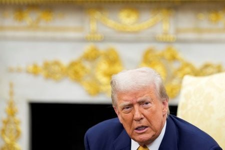 　７月２２日、トランプ米大統領（写真）は日本との貿易交渉で大規模な合意を締結したと明らかにした。写真は同日、ワシントンのホワイトハウスで撮影（２０２５年　ロイター/Kent Nishimura）
