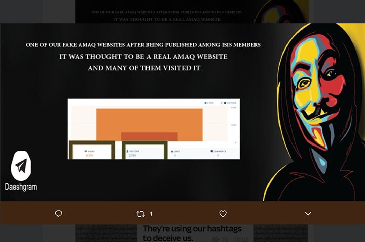 偽のISISサイトを作ったことを告知するダーイシュグラムの画像　@DaeshGram