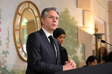 　５月９日、ブリンケン米国務長官（写真）は、世界保健機関（ＷＨＯ）が今月２１─３０日にジュネーブで開く総会に台湾をオブザーバーとして招くよう働きかけていると明らかにした。写真はワシントンでの代表撮影（２０２３年／ロイター）