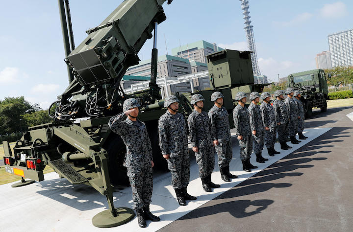 防衛省に配備された自衛隊のミサイル防衛システムPAC-3（2017年10月）　Kim Kyung Hoon-REUTERS