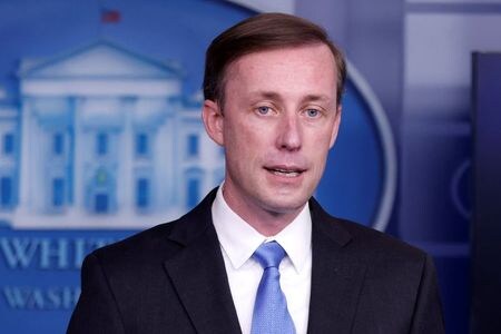 　日本・米国・韓国は２日、安全保障担当の高官による協議を行い、３カ国が協調して北朝鮮に対する圧力を継続し、核・弾道ミサイル計画の解決を目指すことで一致した。写真はサリバン米大統領補佐官。２月ワシントンで撮影（２０２１年　ロイター/Tom Brenner）