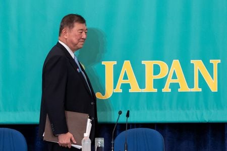 　７月２日　石破茂首相（写真）は２日、都内の日本記者クラブで開かれた党首討論会で、米トランプ政権の政策について、日本の国益を損なうものに妥協することはないと発言した。写真は２日、都内の日本記者クラブで代表撮影（２０２５年　ロイター）