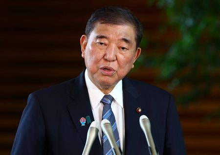 　１０月１０日、石破茂首相は、「戦後８０年に寄せて」と題する総理大臣所感を発表した。都内で５月２１日撮影（２０２５年　ロイター/Issei Kato）
