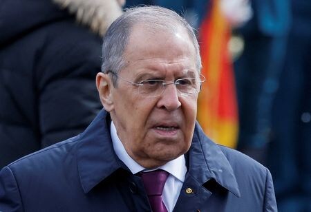 　ロシアのラブロフ外相（写真）は、ロシアとウクライナ双方が参加する和平協議を中国が手配できると述べた。ロシア通信（ＲＩＡ）が３０日に報じた。写真はモスクワで９日撮影（２０２４年　ロイター/Maxim Shemetov）