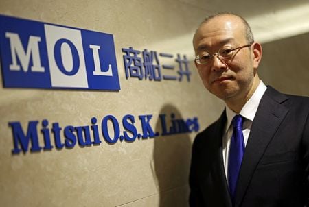 商船三井の田村城太郎社長。４月９日、東京の本社で撮影（２０２６年　ロイター/Issei Kato）