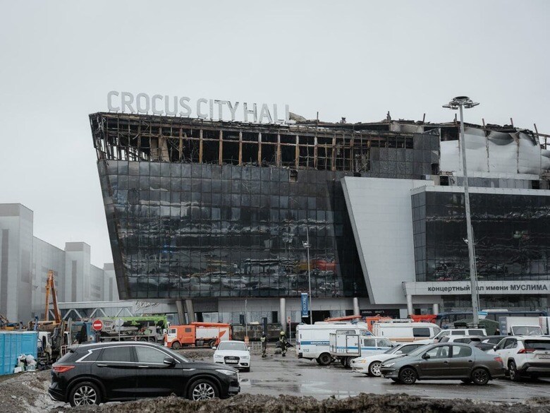 テロ事件後のモスクワ郊外のコンサート会場（3月25日）　Tom Grimbert / Hans Lucas via Reuters Connect
