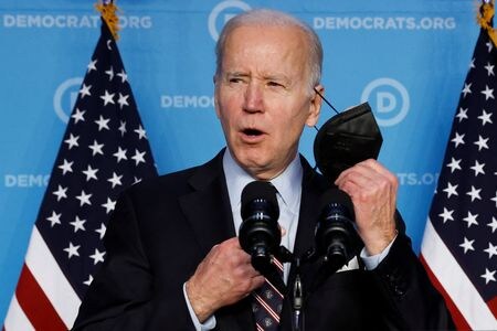 　３月１１日、米国は、主要７カ国（Ｇ７）および欧州連合（ＥＵ）と協調し、世界貿易機関（ＷＴＯ）ルールに基づくロシアの「最恵国待遇」の撤回に向けた行動を取る見通し。写真はワシントンで撮影（２０２２年　ロイター／Jonathan Ernst）