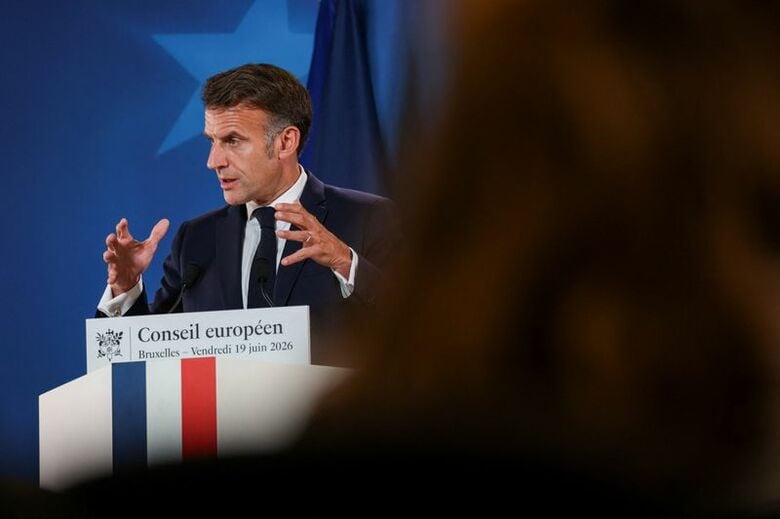 フランスのマクロン大統領。ベルギー・ブリュッセルで１９日撮影。REUTERS/Laia Ros