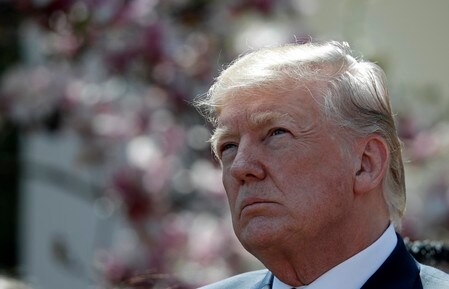 　４月１２日、米ホワイトハウスはトランプ米大統領がシリア情勢を巡り国家安全保障チームと協議を行ったものの、「最終決定には至っていない」と発表した（２０１８年　ロイター/Carlos Barria）