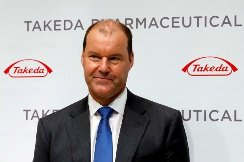 武田薬品工業のクリストフ・ウェバー最高経営責任者(CEO)は、同社などが開発中の新型コロナウイルス感染症の血漿(けっしょう)療法について、後期臨床試験と並行して生産を開始したと明らかにした。写真は2018年7月、都内で撮影(2020年　ロイター/Kim Kyung-Hoon)