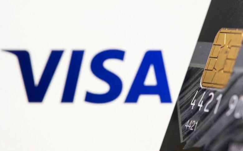 米クレジットカード大手ビザのロゴ。 REUTERS/Dado Ruvic/Illustration/
