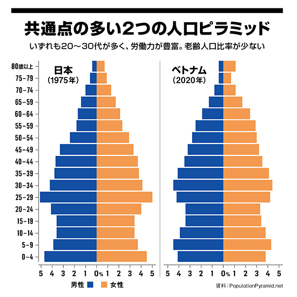 共通点の多い2つの人口ピラミッド