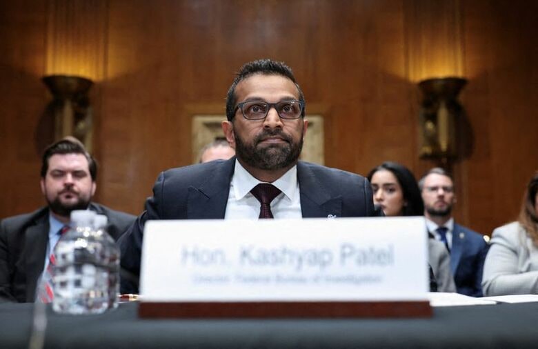 写真は米連邦捜査局（ＦＢＩ）のパテル長官。2025年5月、ワシントンで撮影。REUTERS/Kevin Lamarque