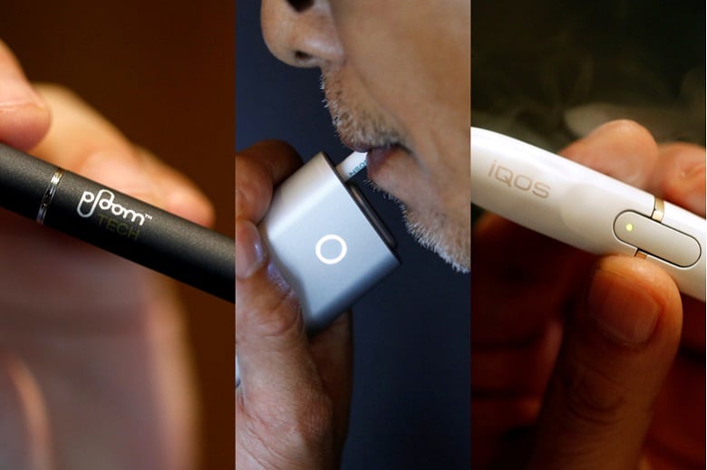 （左から）JTのPloom TECH、BATのglo、PMIのIQOSが日本で激しいシェア争いを繰り広げている　From Left: Issei Kato-REUTERS; Kim Kyung-Hoon-REUTERS; Issei Kato-REUTERS