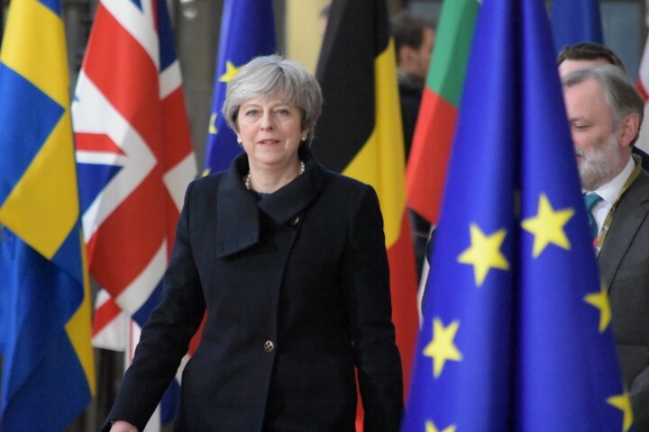 吹っ切れたような表情をしてEUにやって来たメイ英首相（12月14日、筆者撮影）