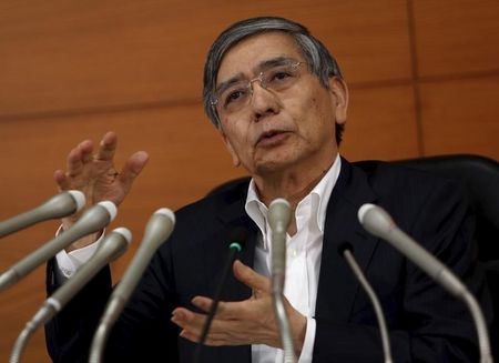 　１月５日、日銀の黒田東彦総裁は、労働組合の中央組織である連合の新年交歓会に２年連続で続き出席し、２％の物価目標は「賃上げが実現しないと持続不可能」と指摘し、協力を求めた。２％目標の実現をめざし大胆な金融緩和を進めているが、黒田総裁は「必要ならばさらに大胆な措置の用意がある」と明言した。写真は都内で昨年９月撮影（２０１６年　ロイター/Yuya Shino）
