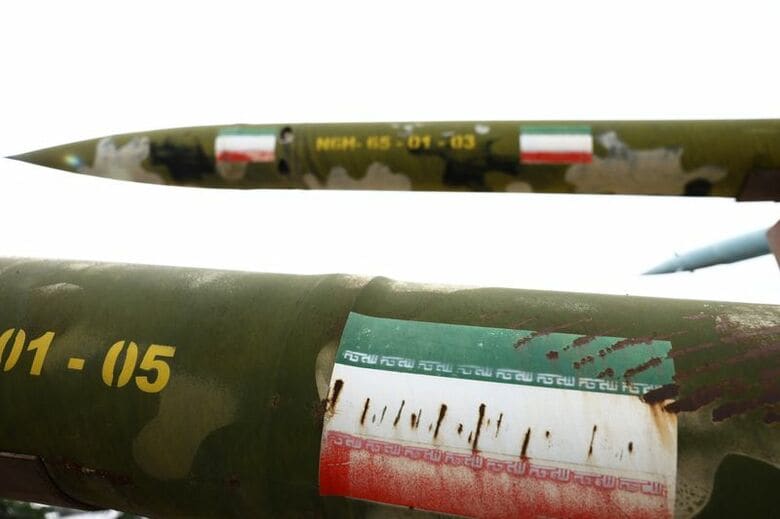 公園に展示されたイランのミサイル。テヘランで３月撮影の提供写真。Majid Asgaripour/WANA (West Asia News Agency) via REUTERS
