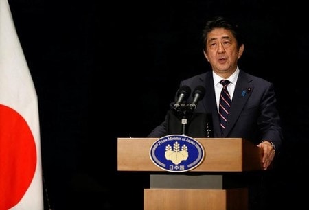　９月１２日、安倍晋三首相は、防衛省幹部に訓示し、北朝鮮の核実験は「断じて容認できない」と改めて非難した。写真は同首相。浙江省の杭州で５日撮影（２０１６年　ロイター／Aly Song）