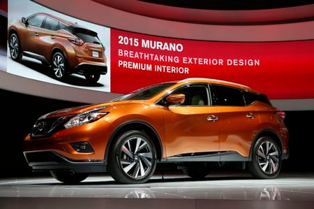 2014年11月20日、ロサンゼルスで開催されたオートショーで北米初披露された日産クロスオーバー車「ムラーノ」（2015年型）(２０２６年　ロイター/Lucy Nicholson）