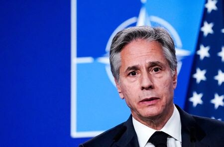 ブリンケン米国務長官が来週中国を訪問し、１８日に北京で当局者と会談すると、ＡＰ通信が９日、米政府高官の情報として報じた。１日撮影。提供写真（２０２３年　ロイター/Lise Aserud/NTB/via REUTERS）