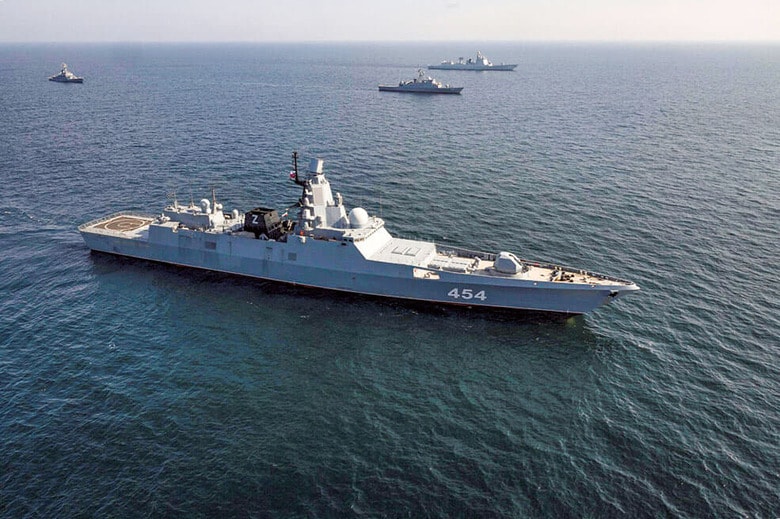 昨年の合同軍事演習に参加した3カ国の軍艦　IRANIAN ARMYｰWANAｰHANDOUTｰREUTERS