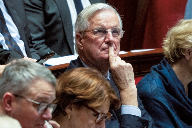 辞表の提出に追い込まれたフランスのバルニエ首相（12月3日）　BENJAMIN GIRETTEｰBLOOMBERG/GETTY IMAGES