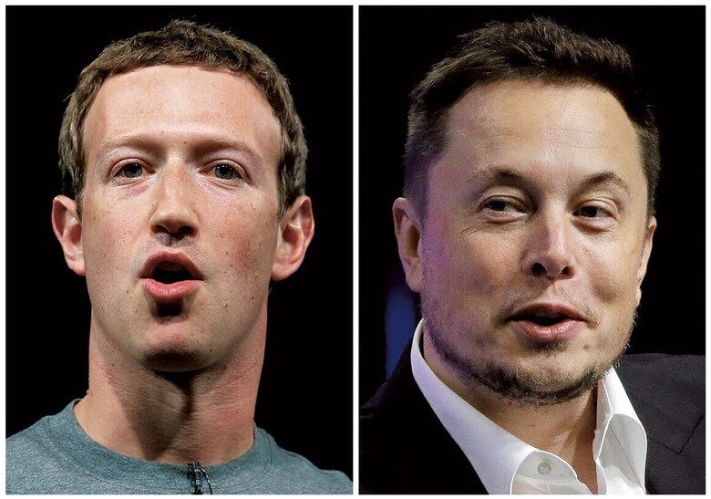 体格で勝るマスク（右）か、柔術のザッカーバーグか　AP/AFLO