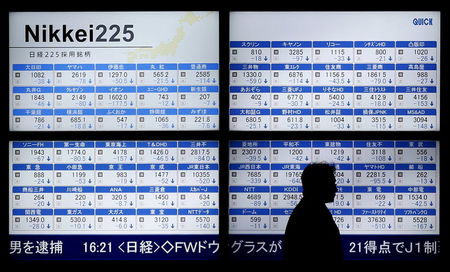 　１月１４日、寄り付きの東京株式市場で、日経平均株価は前営業日比３３０円７０銭安の１万７３８４円９３銭となり、大幅に反落して始まった。都内で１２日撮影（２０１６年　ロイター／Toru Hanai）