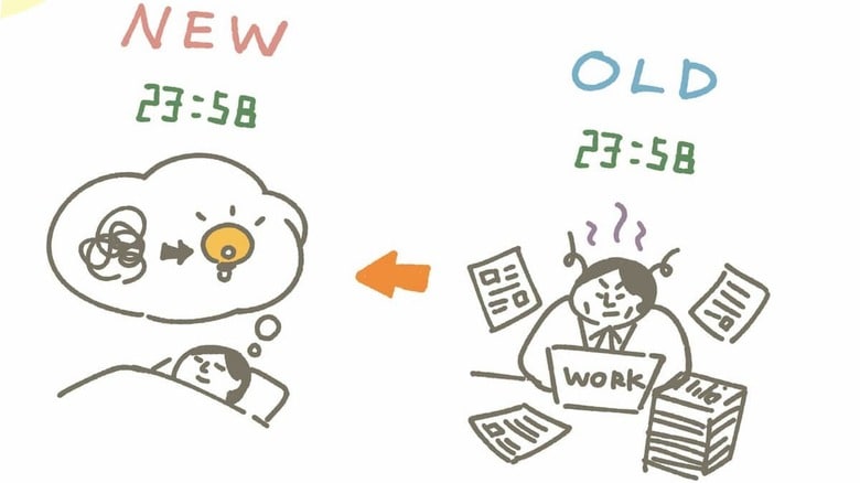 かつて質より量が仕事の成果に直結した時代には睡眠時間を削ることが合理的でしたが……　イラストレーション＝髙栁浩太郎（出典＝『働くあなたの快眠地図』）