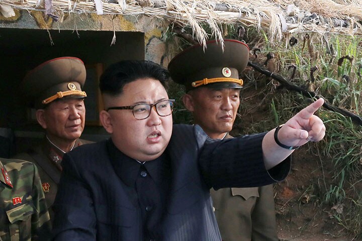 米韓にとっての共通の脅威、北朝鮮の金正恩委員長　KCNA/REUTERS