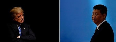 　４月２４日、トランプ氏（写真左）が習氏と電話協議した。トランプ氏の写真はアイオワ州で昨年９月、習氏の写真は上海で２０１４年５月撮影（２０１７年　ロイター／Jonathan Ernst/Aly Song/File Photos）