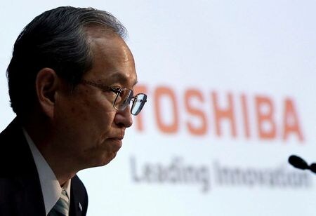 英投資ファンドのＣＶＣキャピタル・パートナーズが東芝に宛てた１８日付の書面で、引き続き非上場化に向けて関心があることを伝えていたことが明らかになった。写真は、東芝社長に復帰した綱川氏。２０１７年８月１０日に撮影。（２０２１年　ロイター／Toru Hanai）