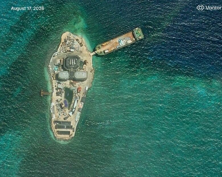 西沙諸島・ヤゴン島の衛星画像、17日撮影の提供写真 Vantor/Handout via REUTERS